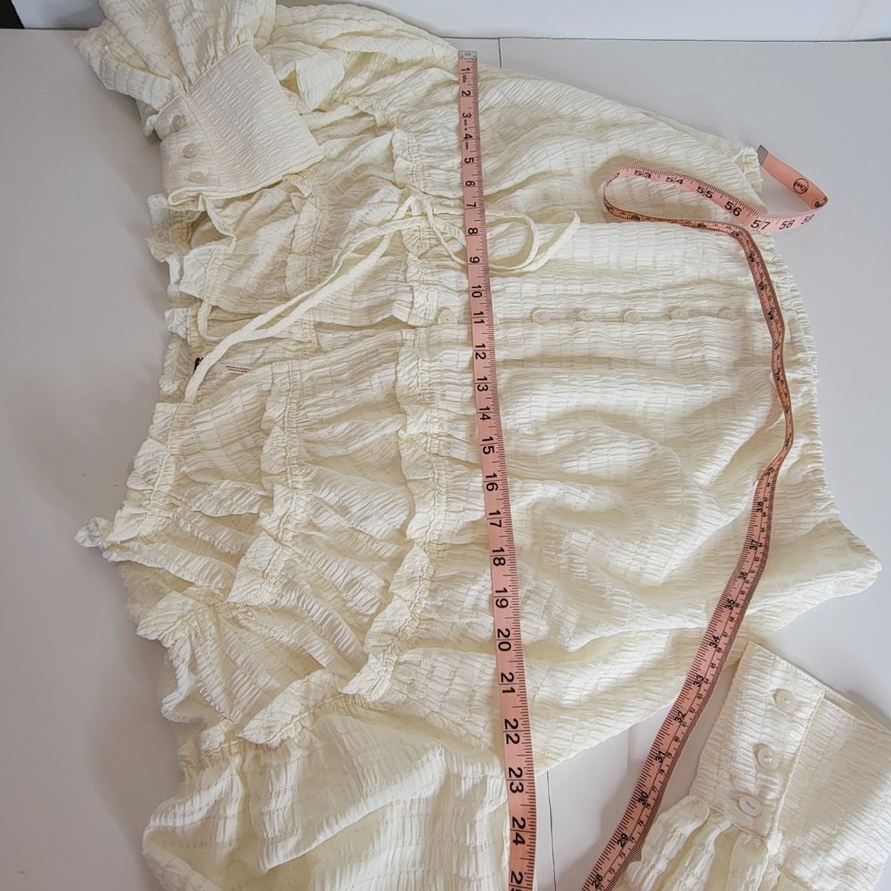Free People Hailey Crop L/S Midriff Blouse Cream Size M NWT - Picture 6 of 12